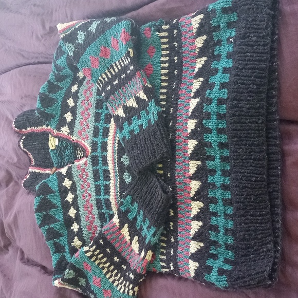 Handmade funky warm bright wool sweater. - Picture 2 of 4